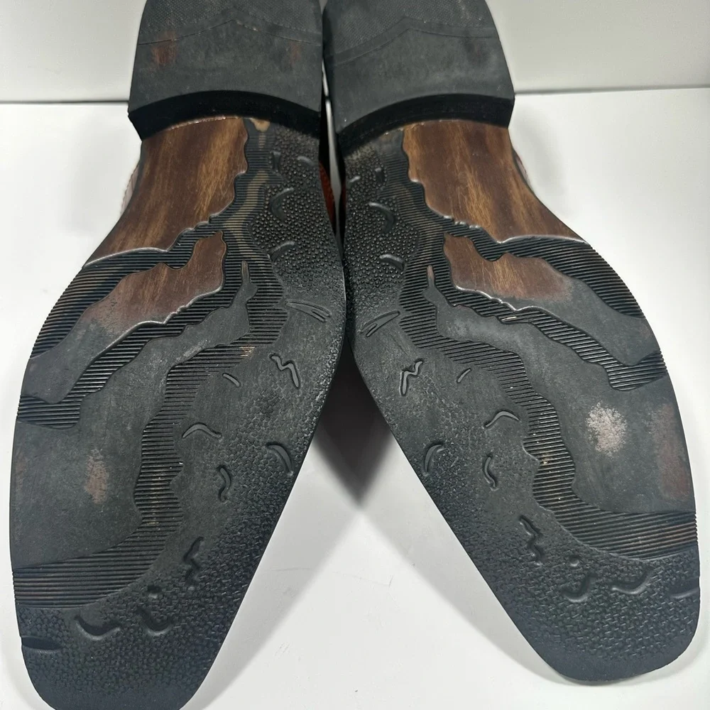 Masimo New York Oxford‎ Mens 12 Brown Croc Embossed Two Tone Square Toe 2180-12